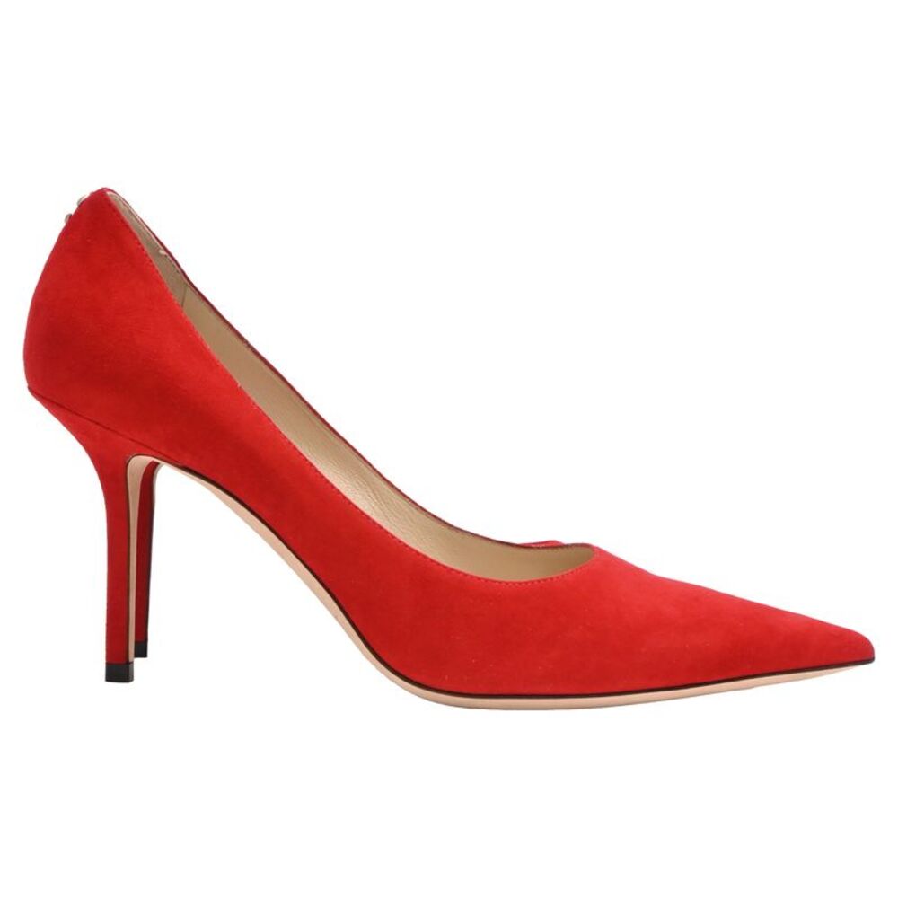 Jimmy Choo Pointed-Toe Pumps in Red Suede